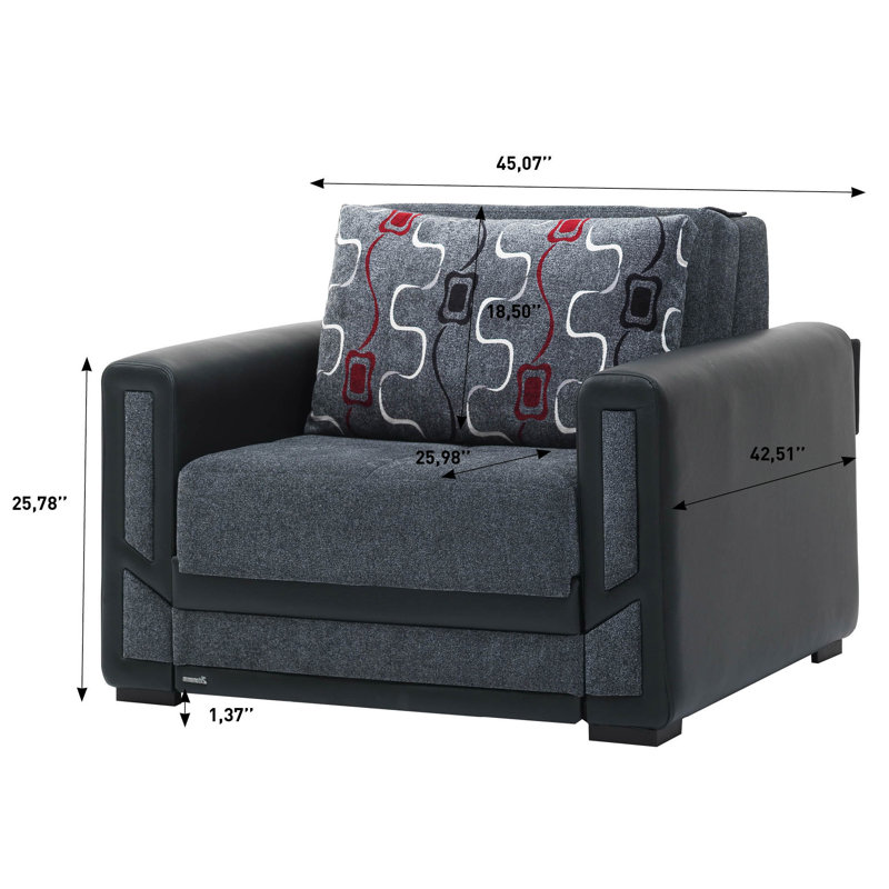 Ottomanson Mondomax Fabric Upholstered Convertible 3in1 Sleeper Arm